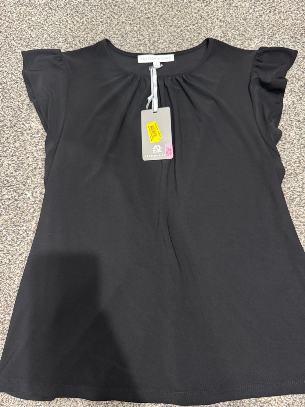 Preston & York Black Flutter Cap Sleeve Women's Blouse